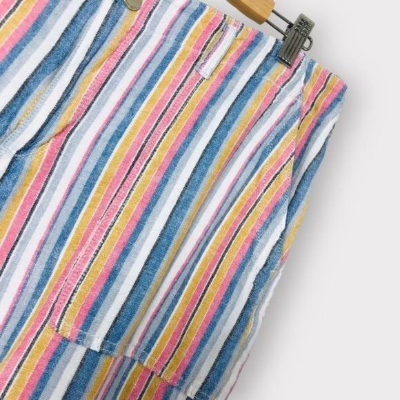 SEVEN7 Linen Blend Striped Crop Wide Leg Pants Size 12 - Picture 8 of 11